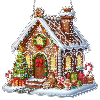 Immagine prodotto di Set per creare ciondoli con tecnica diamond painting a tema casa natalizia, ideale per adulti e bambini