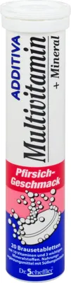 Produktbild von ADDITIVA Multivitamin + Mineral Pfirsich-Geschmack Brausetabletten, 20 St. Tabletten