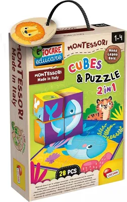 Produktbild von Lisciani Montessori 6 Mit 4 Holzwürfelpuzzles 4 Stücke Mehrfarbig  Mehrfarbig One Size