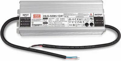 Zdjęcie produktu dla MEANWELL HLG-320H-12A, zasilacz impulsowy LED AC-DC, metalowa obudowa, IP65 264W 12V 22A CV+CC