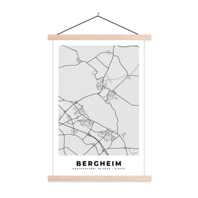 Produktbild von MuchoWow® Textilposter Karte - Deutschland - Wetzlar - Stadtplan 40x60 cm mit holzfarbenen Rahmen - Poster