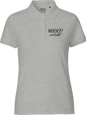 Produktbild von Huuraa Damen Polo Shirt Maintal verliebt S Sport Grey Bio Baumwolle Fairtrade Poloshirt Geschenkidee