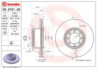 Produktbild von BREMBO Bremsscheiben (2 Stück) Hinterachse 09.9761.60
