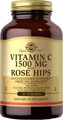 Produktbild von Vitamin C 1500 mg mit Hagebutten 90 Tabletten Solgar