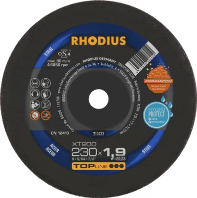 Produktbild von RHODIUS TOPline XT200 EXTENDED Extradünne Trennscheibe 230 x 1,9 x 22,23 mm 25 Stk