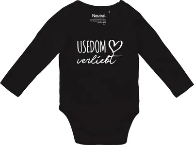 Produktbild von Huuraa Baby Body Usedom verliebt 62 Black  Baumwolle Fairtrade Langarmbody Geschenkidee