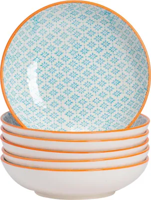 Produktbild von Nicola Spring handbedruckte Pastaschalen – 22 cm – Blau – 6er-Pack