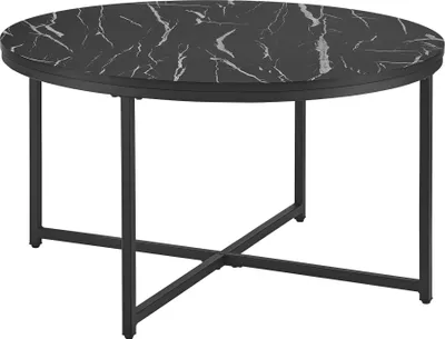 Produktbild von Couchtisch Uppvidinge Beistelltisch 45x80cm Wohnzimmertisch rund Marmor / Schwarz