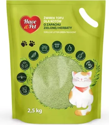 Produktbild von Have A Pet Tofu Katzentoilette Grüner Tee 2,5kg - Katzenstreu