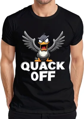 Produktbild von QUACK OFF freche Ente lustig wütende Ente Geschenk Sarkastisch Herren T-Shirt, Schwarz, L
