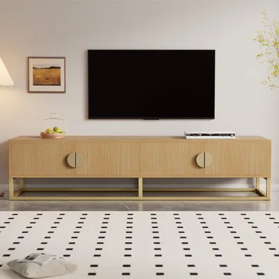Produktbild von Odikalo TV-Schrank TV-Board Schrank Anrichte Sideboard Seitenschrank Holz 4 Türen Natur