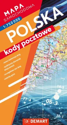 Zdjęcie produktu dla Mapa samochodowa Polski. Kody pocztowe.