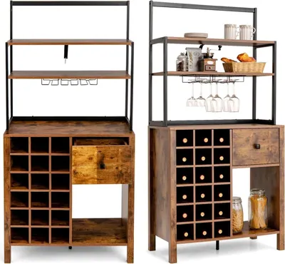 Two industrial-style bar cabinets side-by-side.