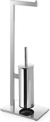 Produktbild von META Papierhalter mit WC-Bürstengarnitur Messing Chrom poliert 150x710x255 mm für Bad & WC >> Freistehend anwendbar