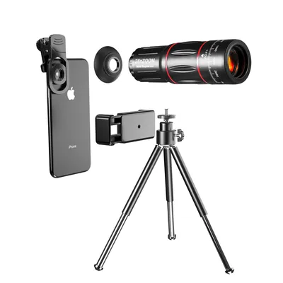 Produktbild von Techsuit 4-in-1 Kameraobjektiv Set fr Mobiltelefone - Schwarz KP27167