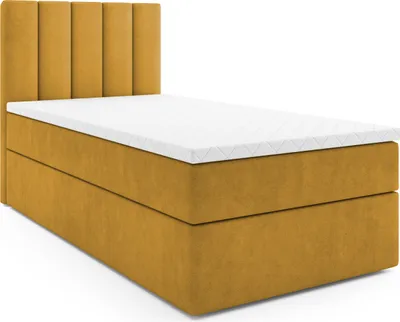 Produktbild von MR GROUP Boxspringbett BARI 100x200cm links Kinderbett Jugendbett Einzelbetten, Bett mit Stauraum Polsterbett Matratze Topper H3 Schlafzimmer gelb