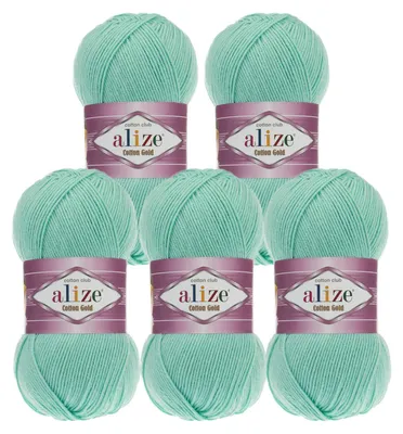 5 x 100g Strickgarn Alize Cotton Gold Uni Klassikgarn Häkelgarn hellgrün