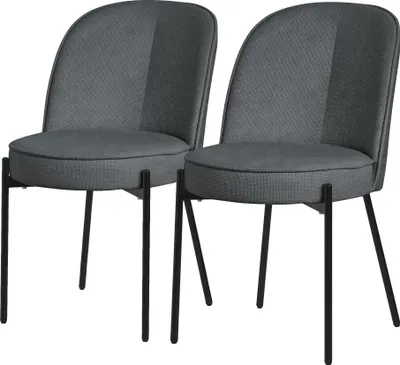 Obrázok produktu pre ML-Design stoličky do jedálne sada 2 antracitových polyesterových kuchynských stoličiek s kovovými nohami stoličky do obývačky s operadlom čalúnené stoličky do jedálne