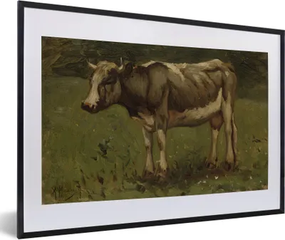 Produktbild von MuchoWow® Gerahmtes Poster Kuh - Gemälde von Anton Mauve 60x40 cm - Poster mit Schwarzem Bilderrahmen Wandposter Rahmen Foto Bilder - Schlafzimmer - Plakat in Rahmen - Drucken