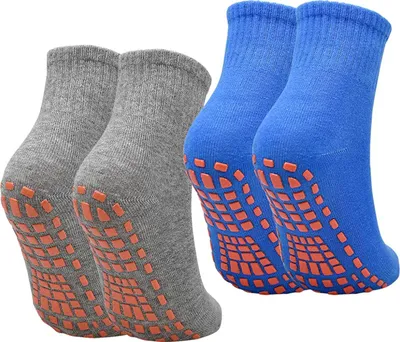 Produktbild von 2 Paar rutschfeste Socken, Yogasocken, Stoppersocken, Bauchmuskelsocken für Erwachsene, Herren, rutschfeste Sportsocken aus Baumwolle für Sport, Yoga, Pilates, Gymnastik und Trampolin