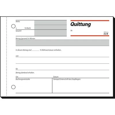 Produktbild von SIGEL QU619 Quittungen, mit Sicherheitsdruck, A6 q, mit Blaupapier, 50 Blatt