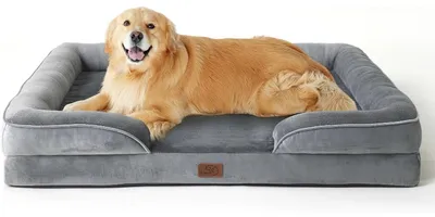 Zdjęcie produktu dla Ortopedyczne łóżko dla psa, ergonomiczna sofa dla psów, 122x89 cm, kolor szary, możliwość prania, antypoślizgowe, przeznaczone dla dużych psów