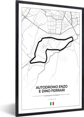 Produktbild von MuchoWow® Gerahmtes Poster F1 - Rennstrecke - Italien - Schwarz - Autodromo Enzo e Dino Ferrari - Weiß 60x90 cm - Poster mit Schwarzem Bilderrahmen Wandposter Rahmen Foto Bilder - Kunst