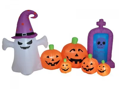 Immagine prodotto di EUROPALMS figura gonfiabile di Halloween fantasma con zucche, 244 cm