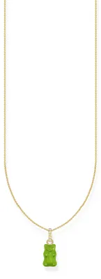 Produktbild von Thomas Sabo KE2209-414-6-L45V Damen-Kette mit grünem Goldbären-Anhänger vergoldet