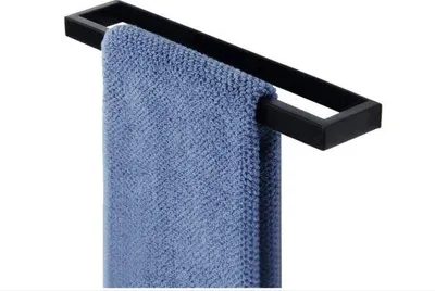 Obrázok produktu pre Čierny držiak na uteráky z nehrdzavejúcej ocele, 30 cm, na montáž na stenu