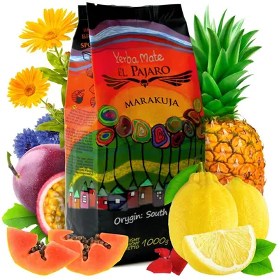Zdjęcie produktu dla El Pajaro Yerba Mate El Pajaro Maracuya 1 kg - Ożywcza i energetyzująca - Intensywny smak i aromat marakui
