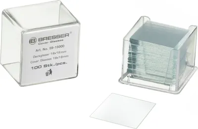 Produktbild von Bresser Deckgläser 22 x 22 mm für Mikroskope 0,13 bis 0,17 mm 100 Stück