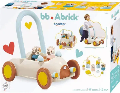 Produktbild von Abrick Lauflernwagen Bausteine - Schiebewagen mit Tierfiguren 17-teilig
