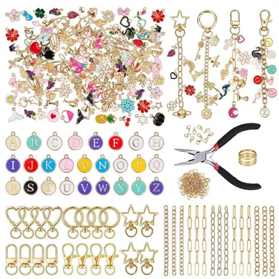 Immagine prodotto di Kit per creare portachiavi personalizzati, 323 pezzi, con ciondoli e accessori per adulti e ragazze