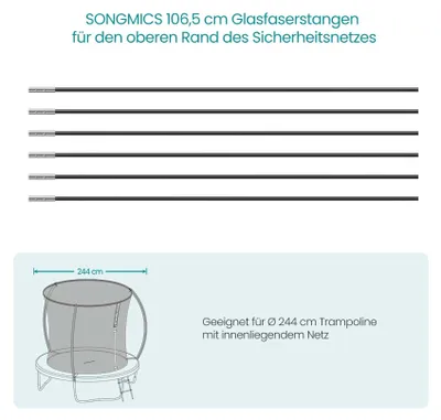 Produktbild von Fiberglasstangen – Zeltstangen – Ersatzheringe – leicht – 106,5 x 0,6 x 0,6 cm