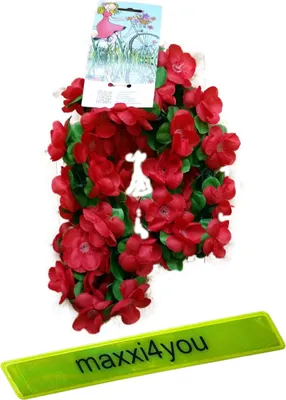 Zdjęcie produktu dla Girlanda rowerowa Girlanda kwiatowa 120 cm Kwiaty w odcieniach czerwieni, w tym taśma odblaskowa maxxi4you