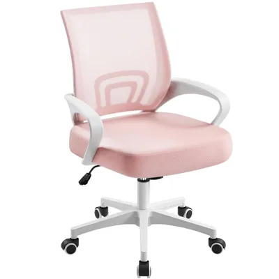 Produktbild von Yaheetech Bürostuhl Schreibtischstuhl ergonomischer Drehstuhl Chefsessel mit Mesh Netz Wippfunktion Rosa
