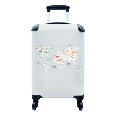 Obrázok produktu pre Kufrík Ručná batožina na kolieskach Malý cestovný kufor so 4 kolieskami Mapa sveta - Dieťa - Dino - Veľkosť kabíny < 55x40x23 cm & 55x40x20 cm - Foto