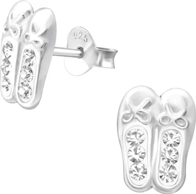 Produktbild von Ohrstecker 925 Sterling Silber Ballettschuhe in verschiedenen Farben Farbe - Weiß