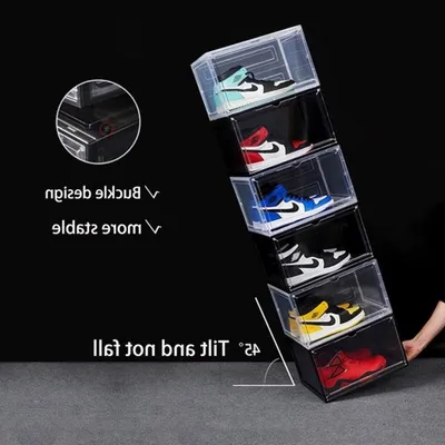 Transparente stapelbare Schuhboxen, faltbare Aufbewahrungsboxen für Schuhe, ideal für Schuhlagerung bis 33 x 28,5 x 19 cm