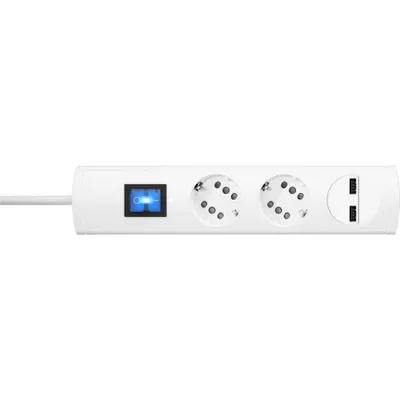 Produktbild von KOPP 234802007 Steckdosenleiste mit Schalter 2fach Weiß Schutzkontakt