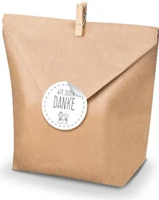 Produktbild von SET Wir sagen Danke (Motiv27) 24x Geschenktüten + Klammern+ Aufkleber