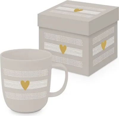 Produktbild von Tasse aus Porzellan Heart of gold taupe - Herz aus gold taupe 0,4L, Höhe 9cm