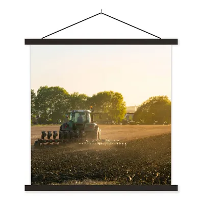 Produktbild von MuchoWow® Textilposter Traktor - Vogel - Land 40x40 cm mit schwarzem Rahmen - Fotos