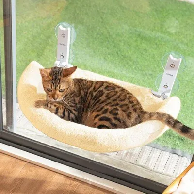 Produktbild von Faltbare Katzenfensterhängematte - Solide halbkreisförmige Katzenbett mit starkem Saugnapf