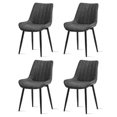 Produktbild von CLIPOP Esszimmerstühle 4er Set Polsterstühlen, gepolsterter Sitz, für Küche, Esszimmer, Grau