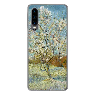 Produktbild von MuchoWow® Handyhülle Schutzhülle Hülle für Huawei P30 Blühender Pfirsichbaum - Vincent van Gogh Silikon Softcase Handy Hülle - Kartenbesitzer