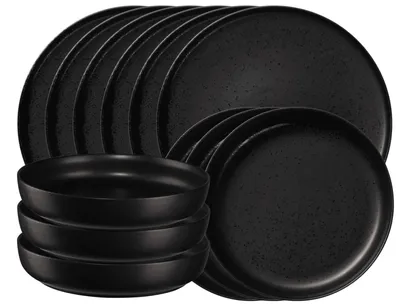 Produktbild von ASA COPPA Tafelset 12-teilig kuro, Reaktivglasur, Essteller 26,5 cm, Gourmetteller 22 cm
