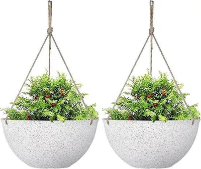 Zdjęcie produktu dla Zestaw wiszących doniczek na kwiaty, 25 cm, białe w cętki
