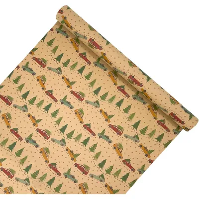 Obrázek produktu pro Rolka dárkového papíru, 43 cm x 15 m, kraftpapír, vánoční motiv pro balení dárků
